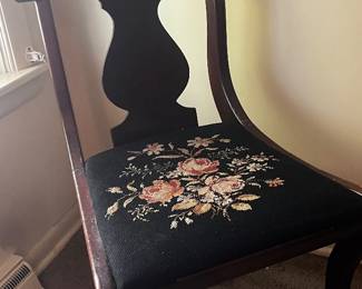 Wood chair with needlepoint seat