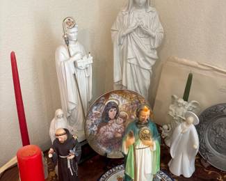 Religious Figures And Decorative Plates