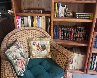 Woven Armchair And Bookshelves