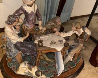 Card Players Figurine Overhead View