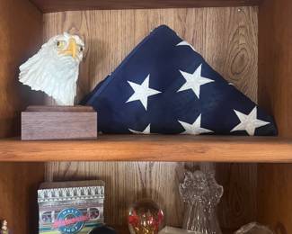 Eagle Figure Folded Flag And Shelf Accents