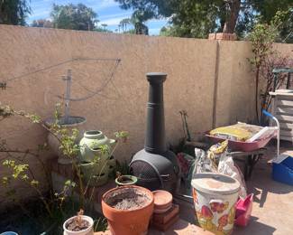 Planters And Outdoor Chiminea