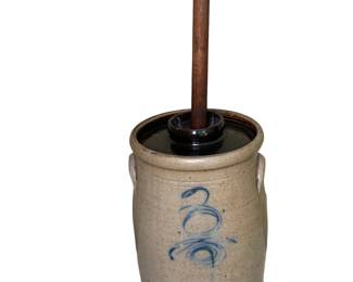 Antique Salt-Glazed Stoneware Butter Churn