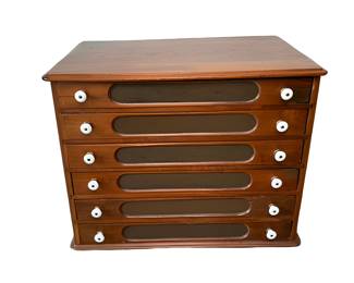Antique 6-Drawer Wooden Spool Cabinet
