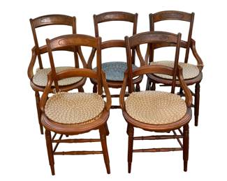 Five (5) Late 19th Century Cane Seat Chairs