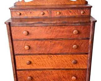 Antique American Empire Style Birdseye Maple and Cherry Chest of Drawers
