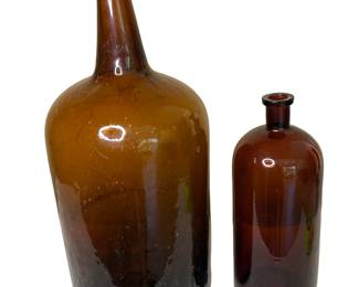 Large Early 20th Century Amber Glass Bottles