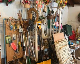 White Garden Trellis and Tools