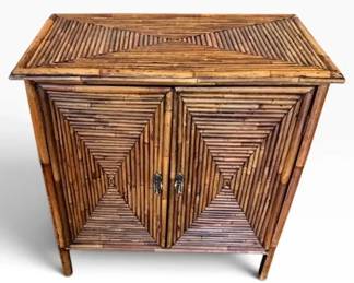Bamboo & Rattan Two-Door Accent Cabinet