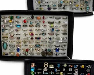 Mystery Lot of Costume Rings Assorted Colors, Styles & Sizes