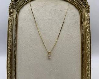 14K Gold 585 Chain with 10K Solitaire Pendant