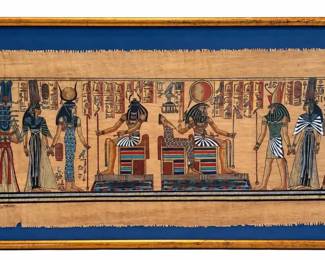 Signed Egyptian Papyrus Gods & Hieroglyphics