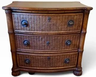 Woven Rattan 3-Drawer Bachelor Chest / Nightstand