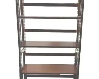 Warm-Tone Wood Folding Bookshelf