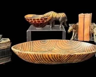 African Hand-Carved Wood Safari Decor