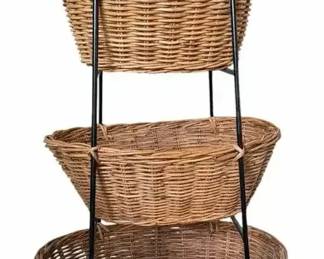 3-Tier Wicker Basket Stand