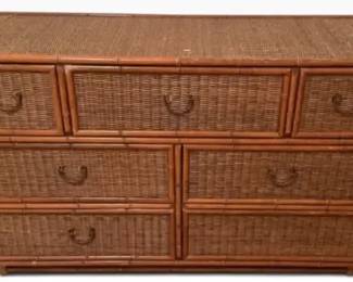 Wicker & Rattan 7-Drawer Dresser / Storage Chest