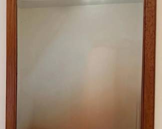 Large Antique Wood-Framed Wall Mirror – 27” x 33”