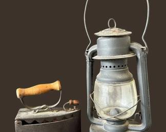 Vintage "No. 2 Hong Kong" Lantern & Sad Iron Lot