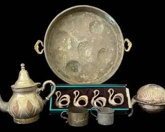 Antique Middle Eastern Copper Tea & Serving Collection