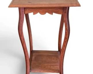 Vintage Wood Plant Stand / Accent Table with Lower Shelf