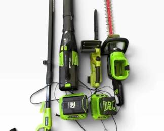 Greenworks Pro 80V Outdoor Power Equipment Set with Battery & Chargers