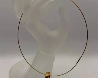 18K 750 Italian Gold Modernist Pendant Necklace
