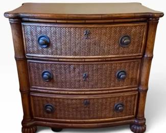 Woven Rattan 3-Drawer Bachelor Chest / Nightstand