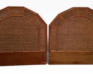 Pair of Rattan Wicker Twin Headboards