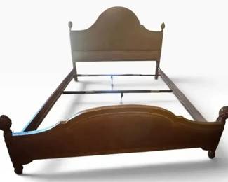 King Size Woven Rattan & Wood Poster Bed Frame
