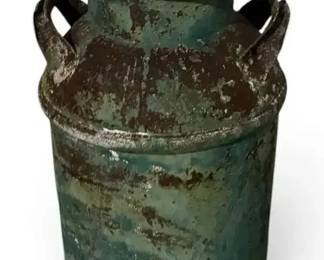 Vintage Rustic Metal Milk Can with Lid
