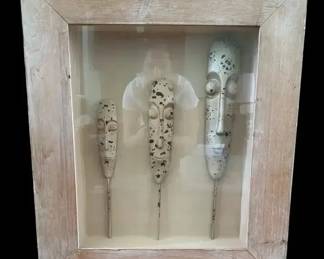 Modernist Tribal Mask Shadow Box Wall Art