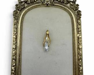 18K Gold Baroque Pearl & Diamond Pendant