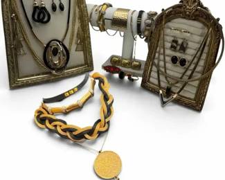 Gold-Tone & Black Statement Costume Jewelry Collection