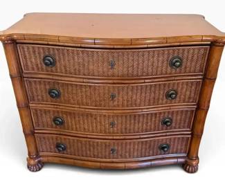 Tropical Bamboo & Woven Rattan 4-Drawer Chest
