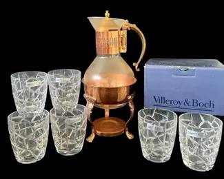 Corning Glass Copper-Tone Carafe & Villeroy & Boch Crysta