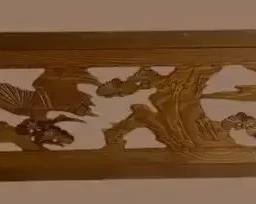 Carved Large Japanese Ranma Pine Tree Panel