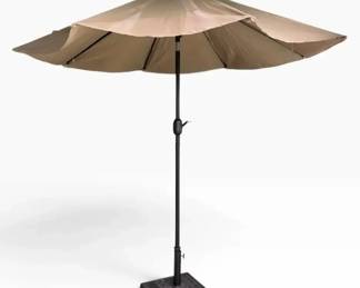 8-Foot Tan Patio Market Umbrella with Weighted Base