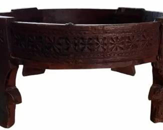 Antique Tribal Wood Grain Grinder Stand