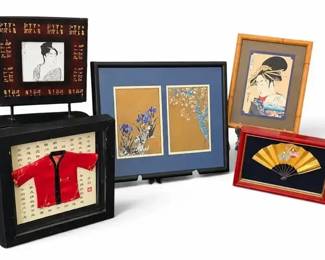 Japanese & Chinese Art Collection – Portraits, Floral Prints, Fan & Miniature Robe