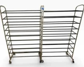 Pair of Rolling Metal Shoe Storage Racks