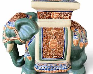 Ceramic Elephant Garden Stool / Plant Stand