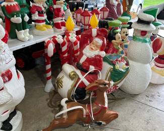 Santa on sleigh with deer blowmold