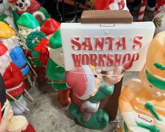 Vintage Santa workshop blowmold