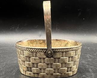 Raimond Silverplate Petite Woven Basket with Hinged Swing Handle