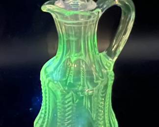 Glass Cruet with Green Ultraviolet Glow
