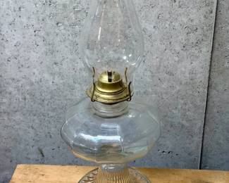 Vintage Glass Oil Lamp With Iridescent Sheen