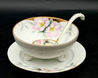 Hand Painted Nippon Bowl, Spoon & Under Plate