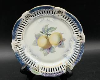 Antique Decorative Plate With Fruit Motif