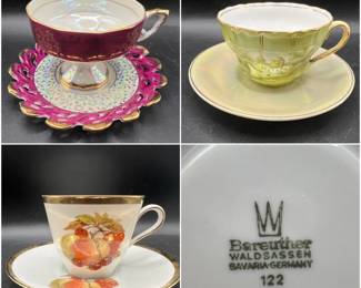 (3) Teacups & Saucers ft. Royal Crown & Bareuther Porcelain